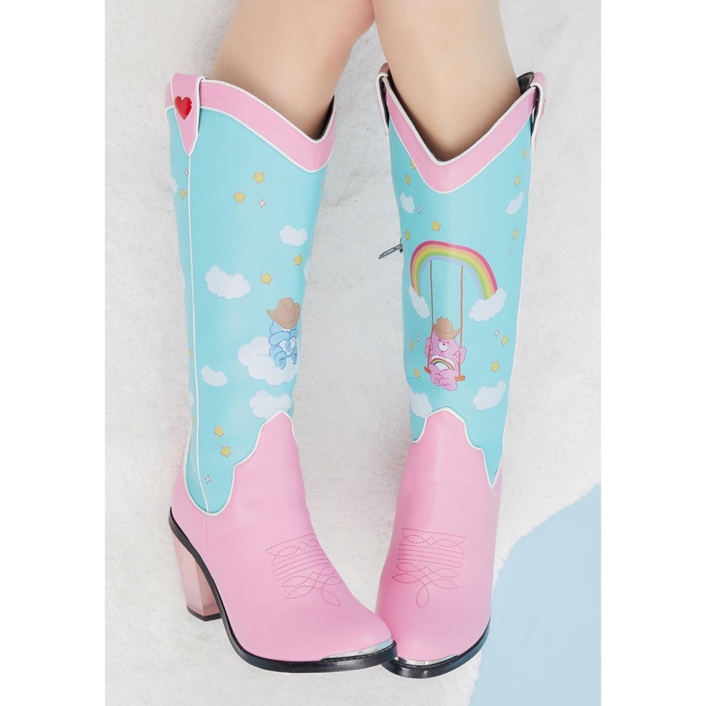 Dolls Kill Care Bears Pastel Rainbow Cowboy Boots